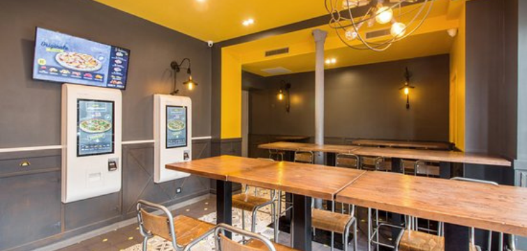 Borne de commande interactive, digitale, tactile, restaurant, caisse, quiosk, bornes